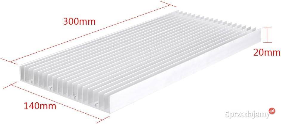 Duży aluminiowy radiator 300x140x20mm 19 żebrowy śląskie Cieszyn