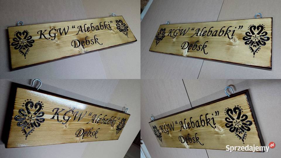 Napis na drewnie grafiką logo szyld z drewna Roczyny sprzedam