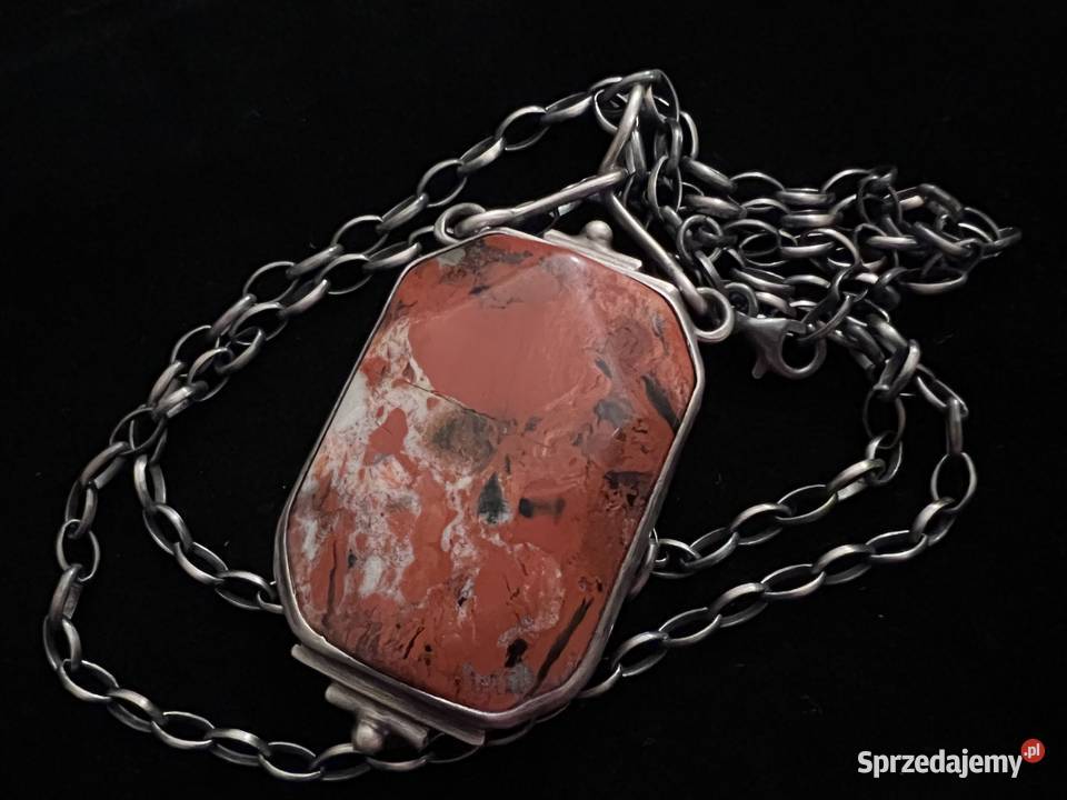 Srebrny wisior z kamieniem jaspis czerwony Warszawa sprzedam