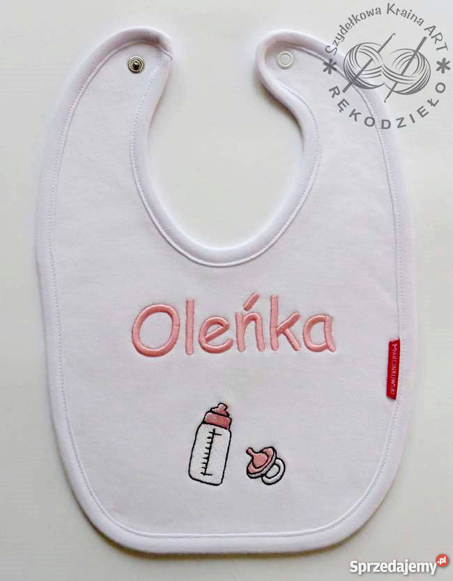 Śliniak z HAFTEM imieniem dziecka PREZENT na różowy Toruń sprzedam