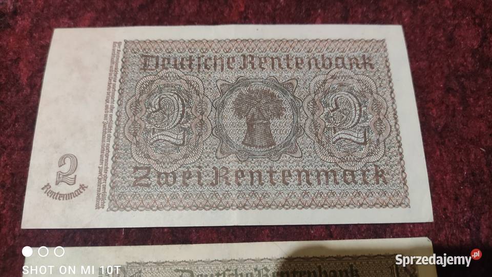 Niemcy dwa banknoty 1 i 2 marki 1937 dolnośląskie Milicz