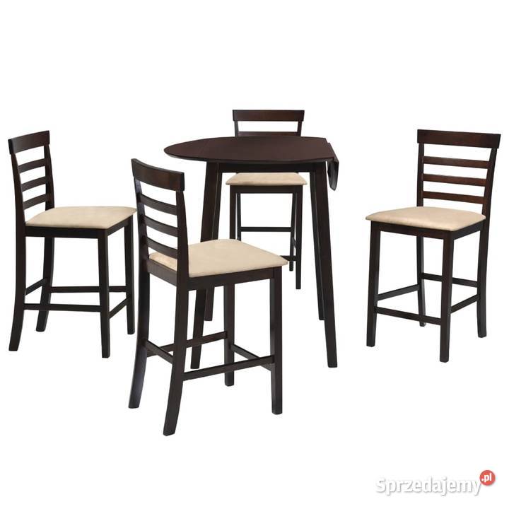 vidaXL Stół barowy i 4 krzesła, lite drewno, 275229
