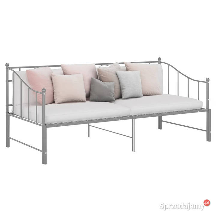 Sofa z wysuwaną ramą łóżka szara metalowa 90x200 Warszawa