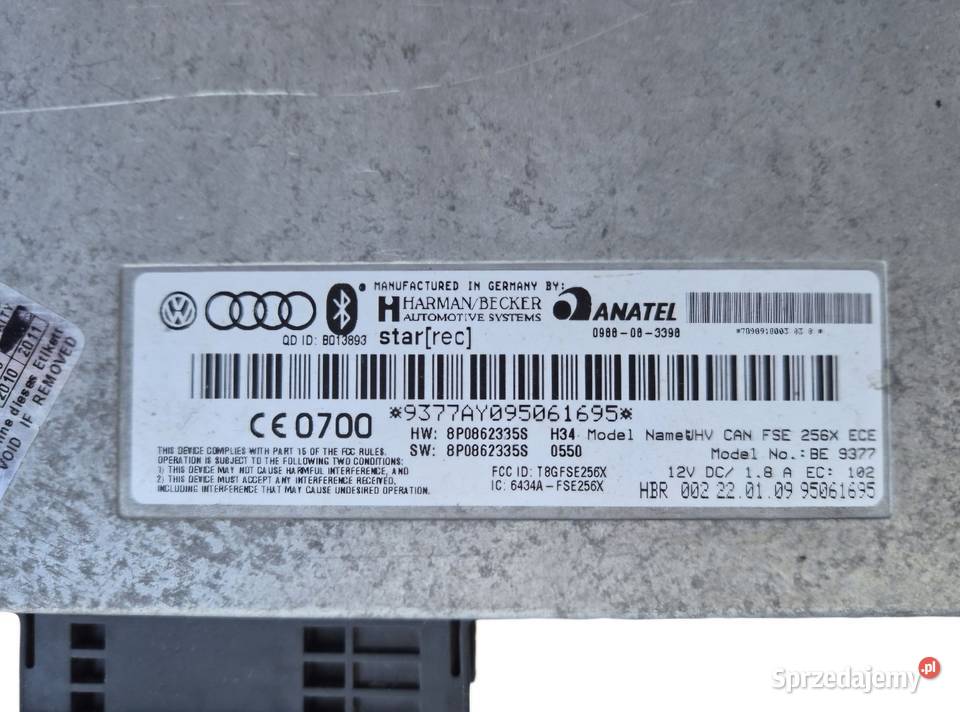 MODUŁ STEROWNIK BLUETOOTH AUDI A3 8P 8P0862335S świętokrzyskie
