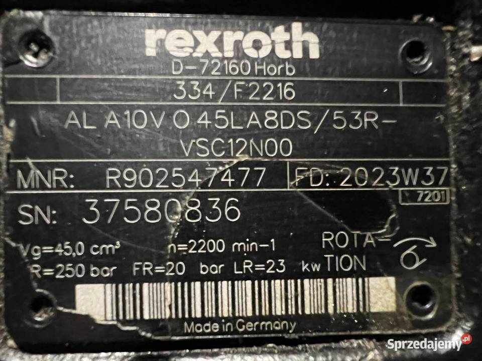 Rexroth A10VO AL A10V O 45LA8DS53RVSC12N00 Poznań