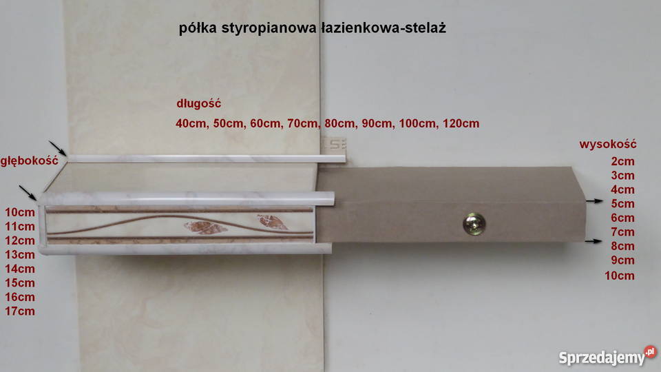 półka styropianowa łazienkowa stelaż 100x15x4 Wrocław sprzedam
