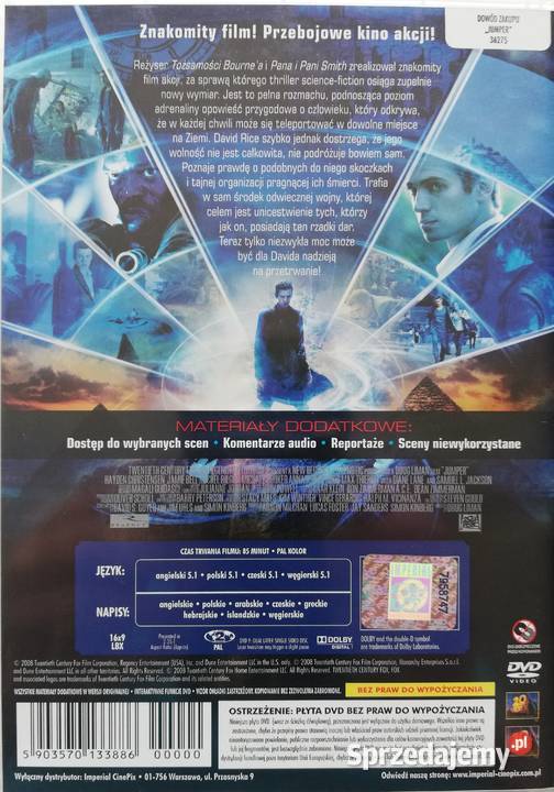 Jumper DVD Hayden Christensen Samuel L Jackson Filmy łódzkie Łódź