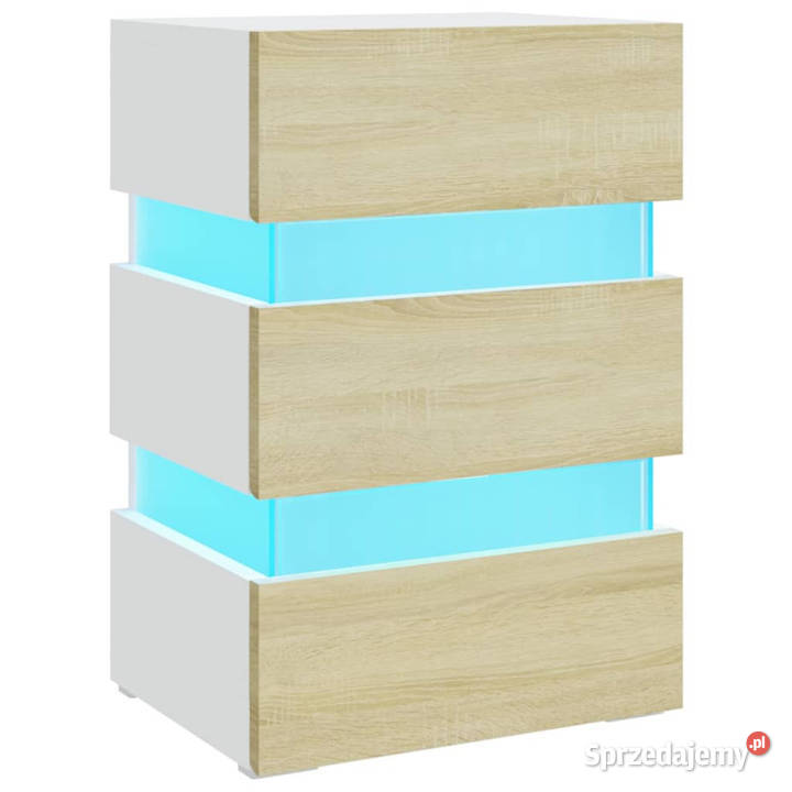 Szafka nocna z LED biel i dąb sonoma 45x35x67 mazowieckie
