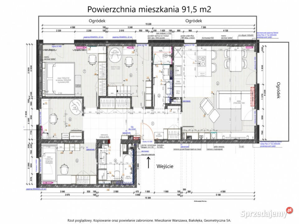Świeżo wykończone mieszkanie 915 m2 z dwoma