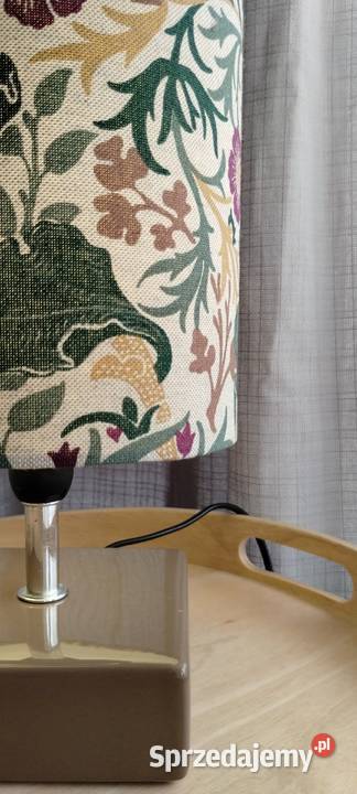 Lampka nocna ceramiczna z abażurem z tkaniny Aleksandrów Łódzki sprzedam