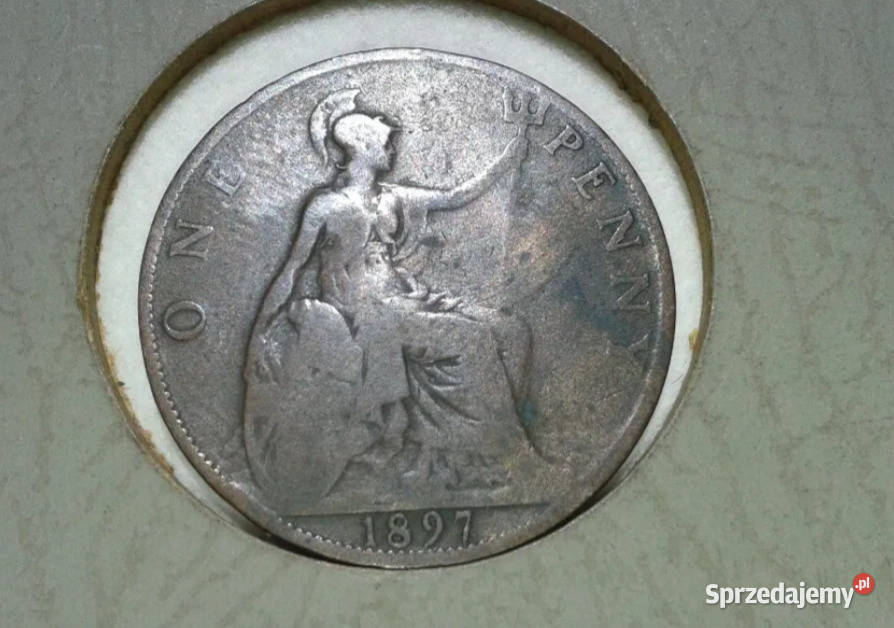 Moneta One Penny pens 1897 Anglia Częstochowa sprzedam