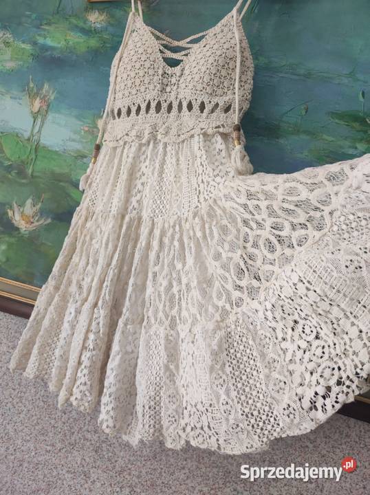 ZARA sukienka koronkowa ażurowa boho rozszerzana Kielce