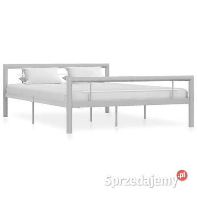 vidaXL Rama łóżka szarobiała metalowa 140x200