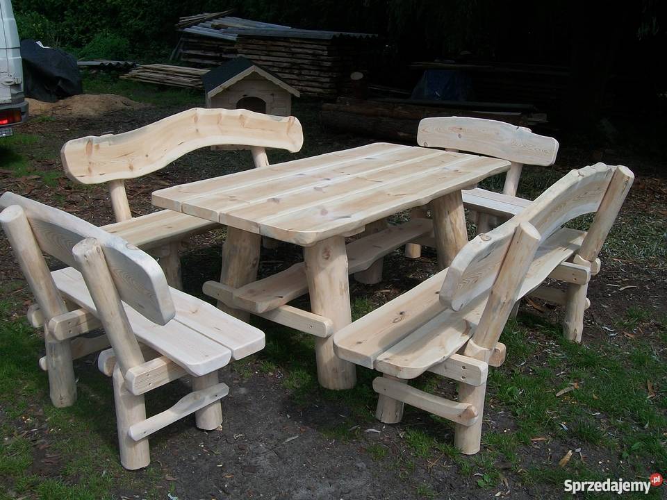 Zimowa Zestaw stół 4 ławki meble ogrodowe Woźniki