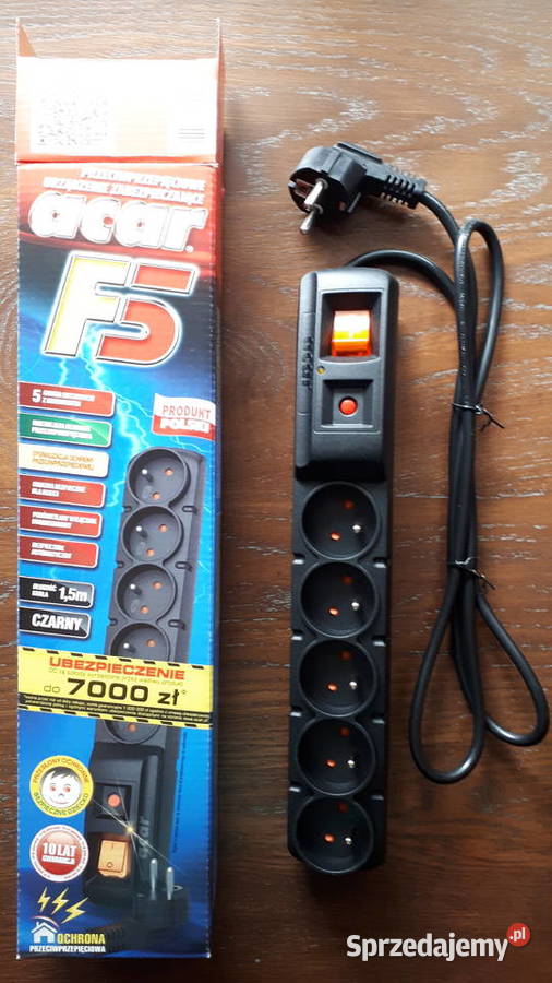 Listwa zasilająca acar F5 15m kabla czarny Rybnik