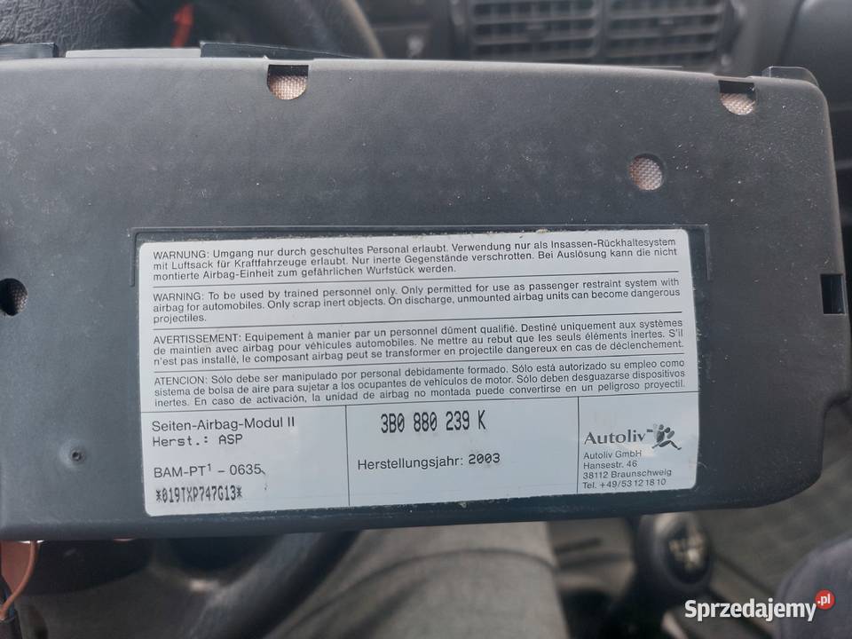 Airbag Poduszka boczna fotela kierowcy Passat B5 Gliwice