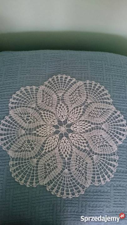 Serwetka szydełkowa biała średnica 52 oryginalny Bolesławiec