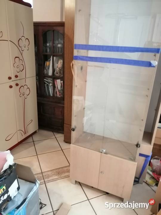 Regał z płyty jasny półki ze szkła sklepowy 216cm Ujazd