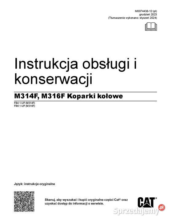CATERPILLAR M314F M316F kołowa Instrukcja małopolskie sprzedam