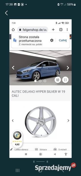 Felgi aluminiowe 19 z oponami 5x108 ET 45 Nowe Radonice sprzedam