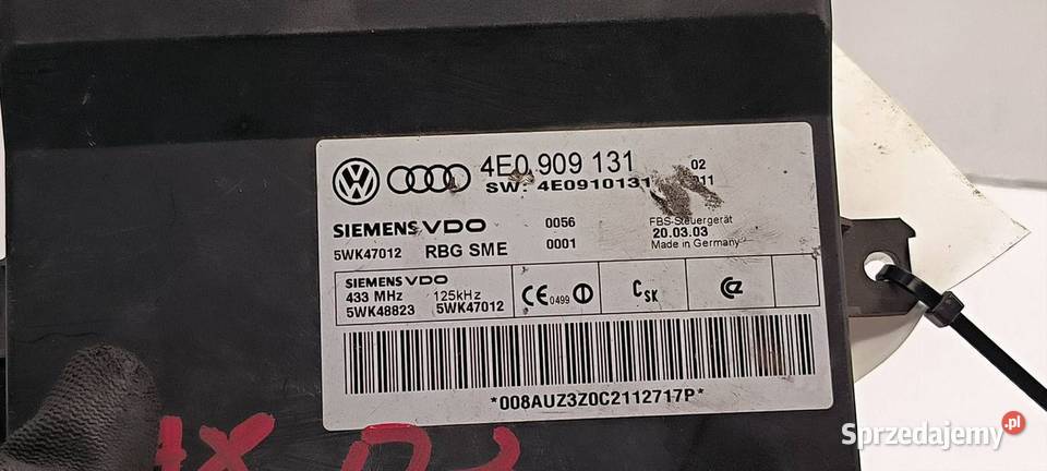 KOMPUTER AUDI A8 D3 4E0909131 osobowe kujawsko-pomorskie Lipno