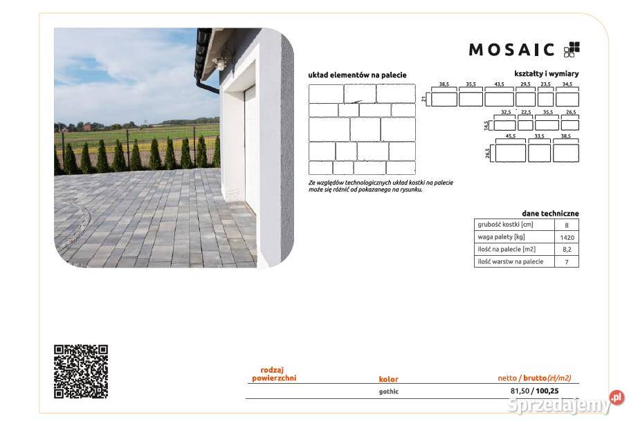 Kostka brukowa Mosaic Bruk Czyżowice Czeladź sprzedam