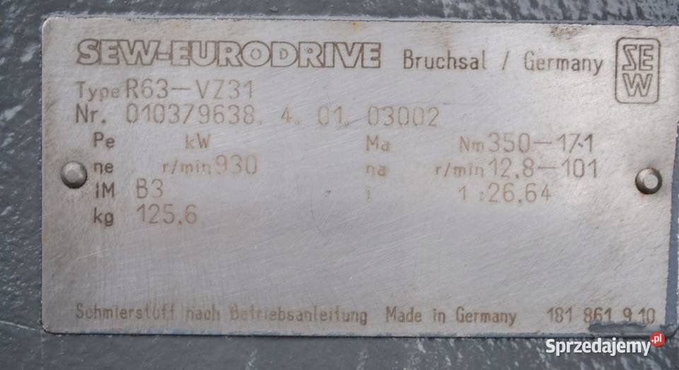 Motoreduktor 22kw z regulacją 128101obrmin SEW Kargowa
