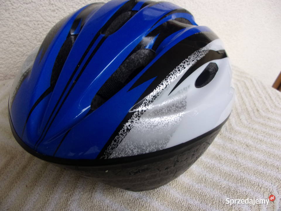Kask rowerowy Firmowy TRAX biało niebieski