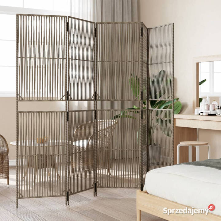 Parawan 5panelowy szary polirattan WM365398 Warszawa
