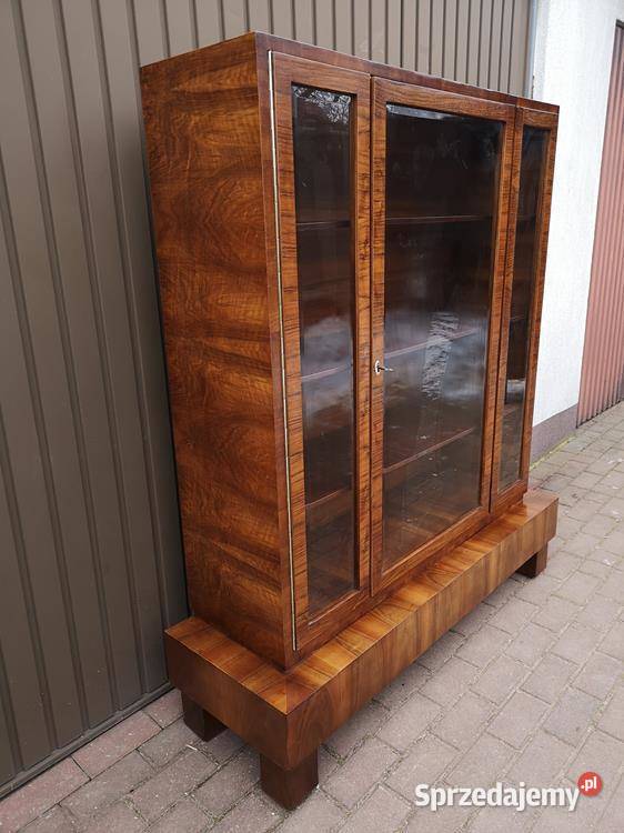 Witryna Biblioteka ARTDECO Orzech Zgrabna Stara Meble
