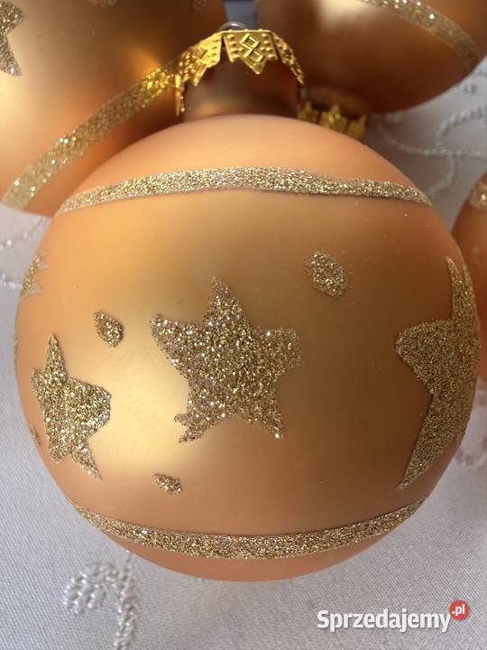 Bombki Szklane Choinkowe Złote z Gwiazdkami 80mm Czerwionka-Leszczyny sprzedam