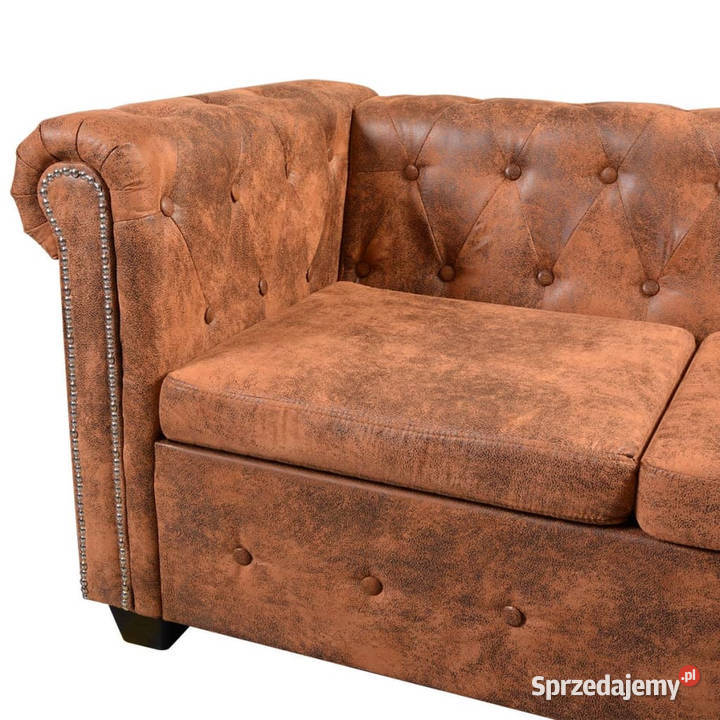 Sofa rogowa Chesterfield sześcioosobowa brązowa Sofy i kanapy mazowieckie Warszawa sprzedam