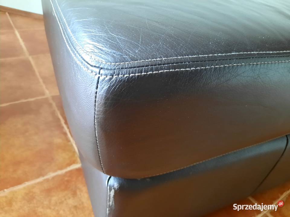 Duża pufa skórzana 42cm Lublin