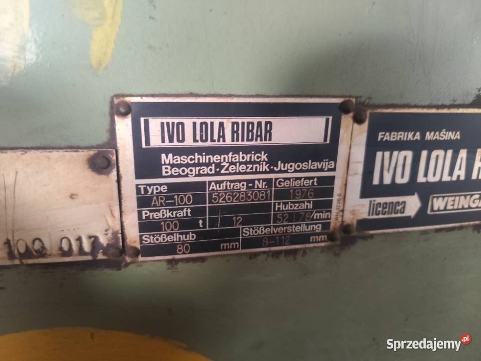 Prasa mimośrodowa AR100 AR160 Produkcja sprzedam