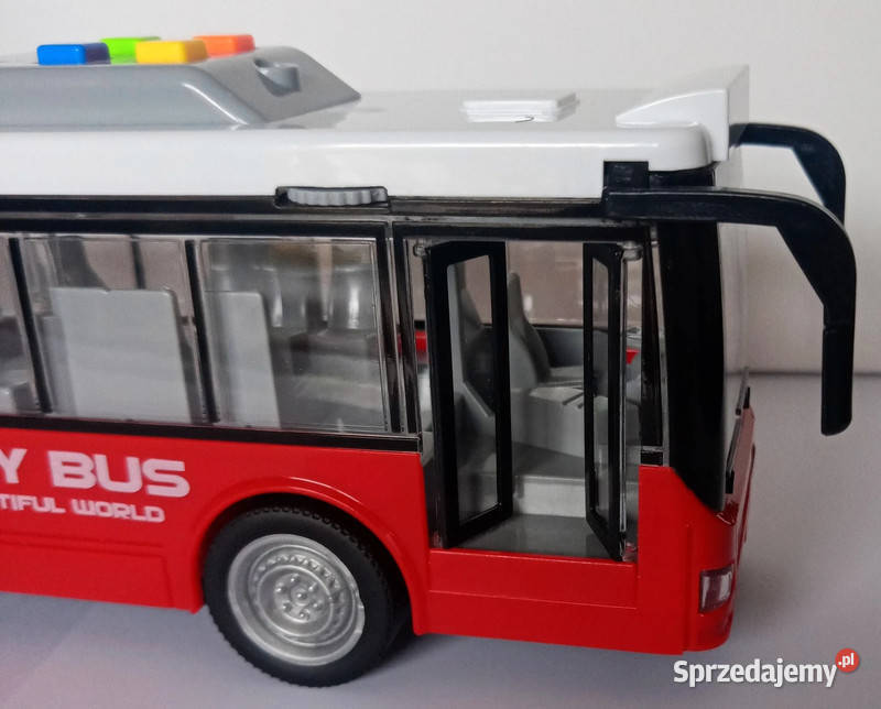 Autobus zabawka dzieci mpk czerwony otwierane Ełk