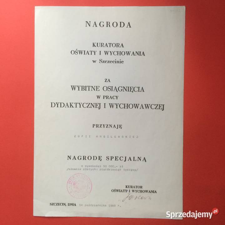 1844 Przyznanie Nagrody Specjalnej 3 Ansilewska Szczecin