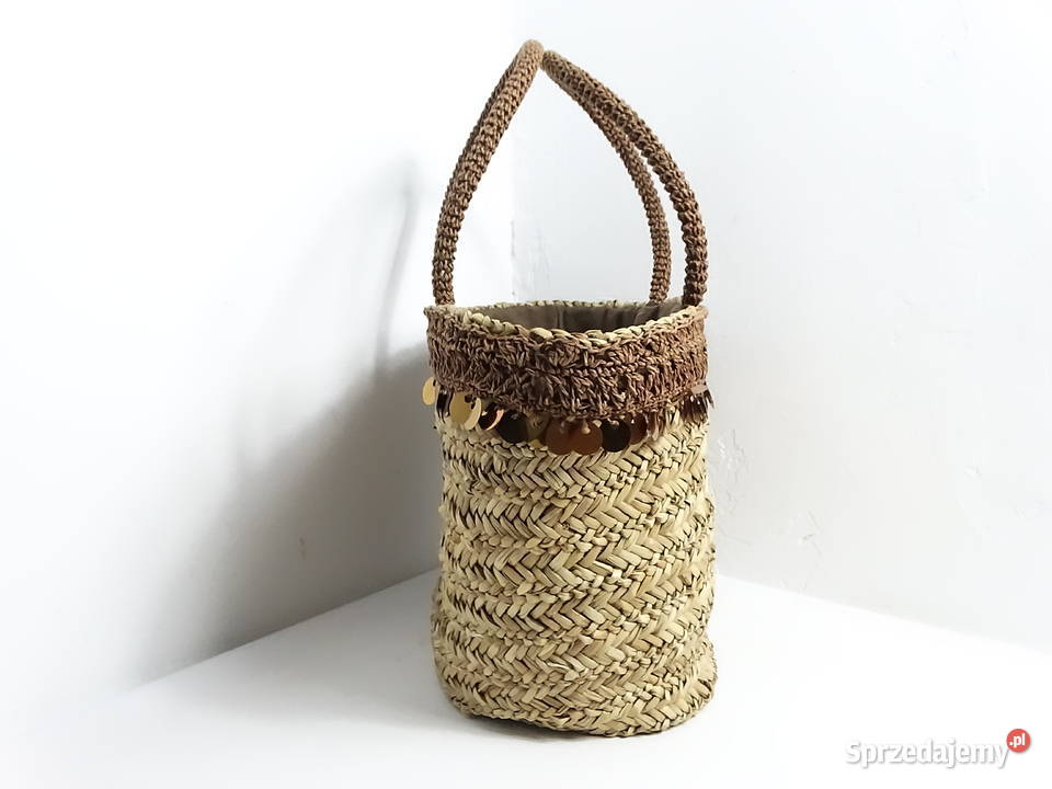 Przepiękna Pleciona Torba Koszyk z Cekinami Boho sprzedam