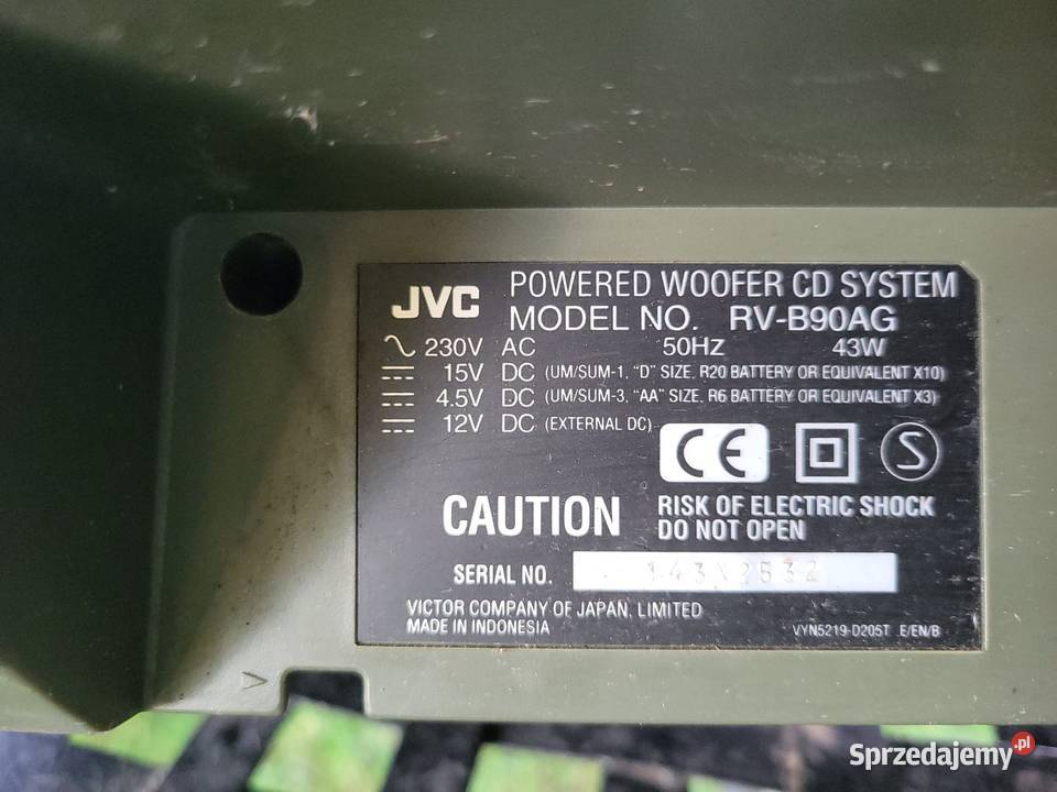Boombox JVC RVB90AG radioodtwarzacz bumbox Gdów