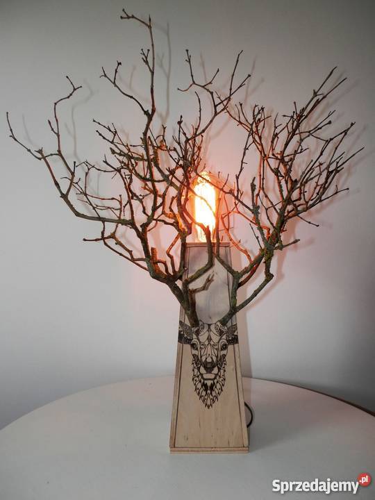 Lampa drewniana ręcznie wykonana JELEŃ zachodniopomorskie Szczecinek