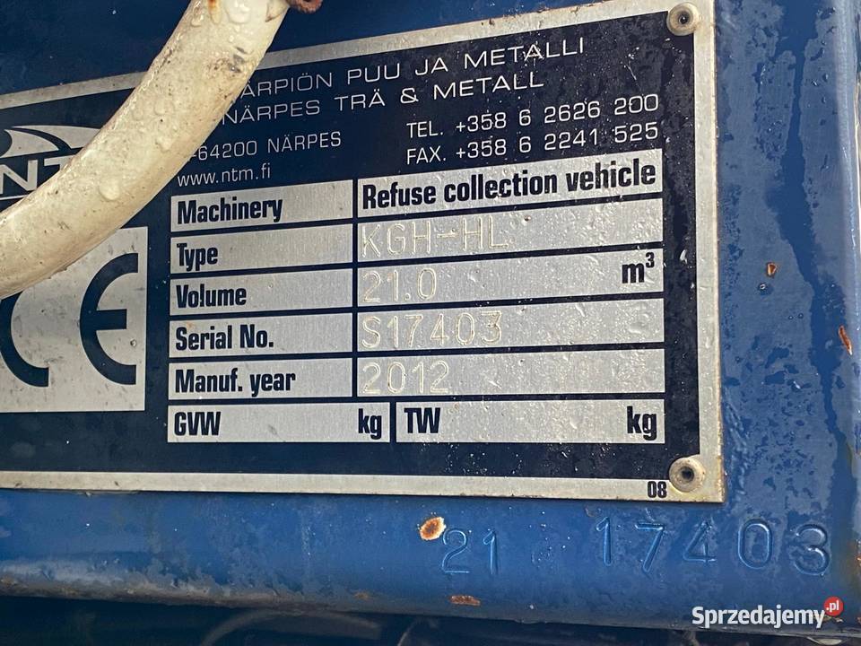 Mercedes Econic 2629 śmieciarka 2012 NTM 21 m3 pełny VAT Nowiny