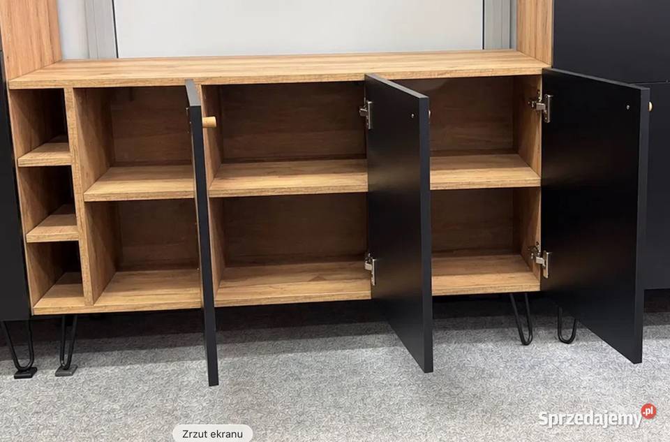 Zestaw nowoczesnych mebli dąb złoty czarny LOFT Dąbrowa Górnicza