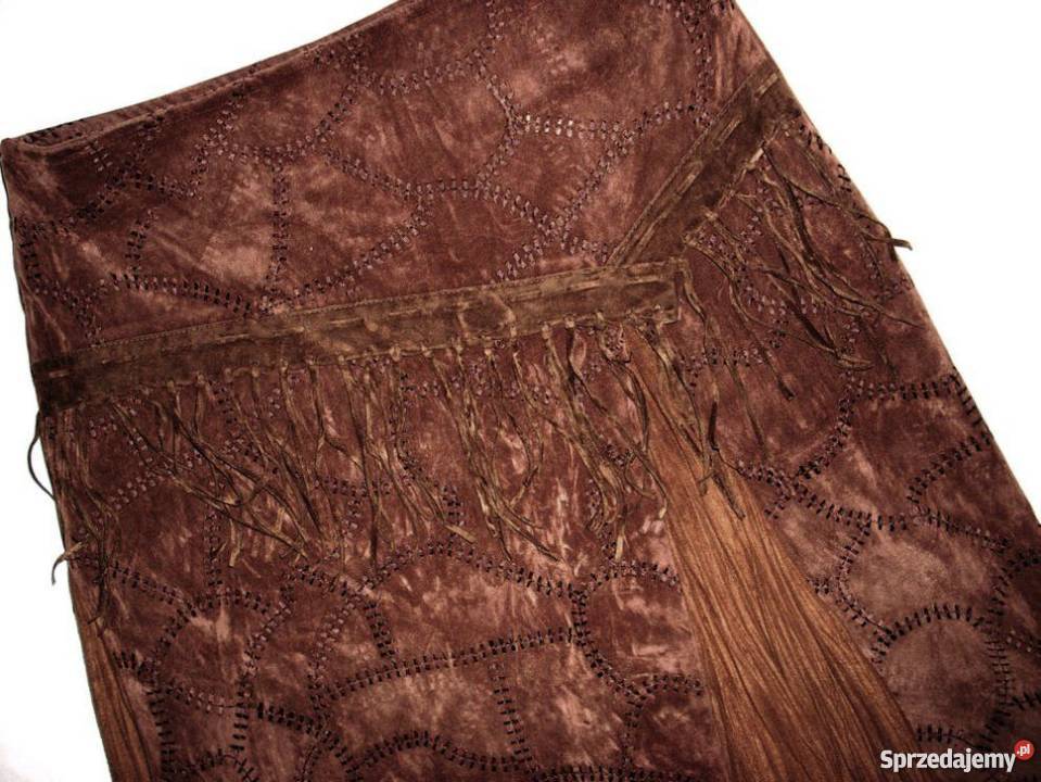 Długa Spódnica Frędzle Imitacja Zamszu 38 M Nowy Sącz