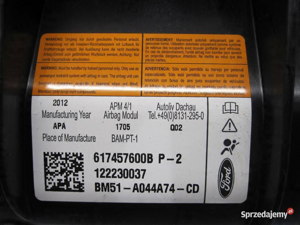 FORD FOCUS MK3 III 12r AIRBAG poduszka pasażera