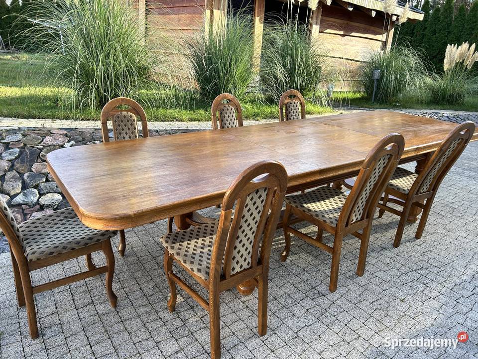 solidny stół dębowy z krzeslami Kargowa