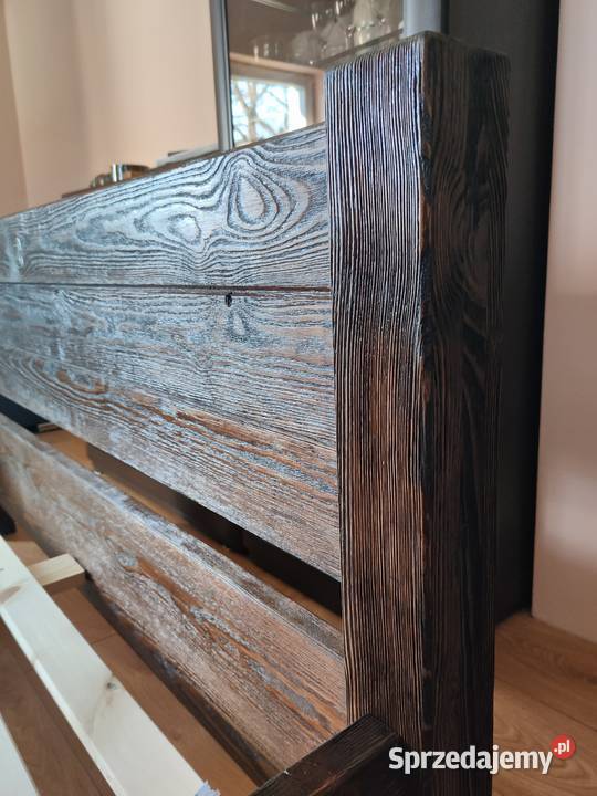 Nowe postarzane szczotkowane łóżko 140x200 Łóżka Nisko