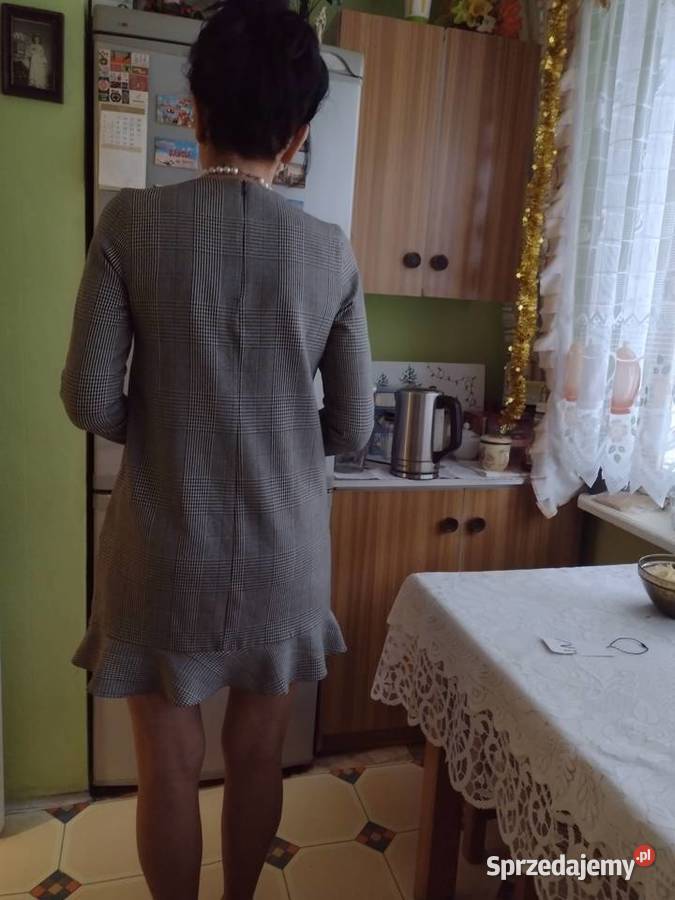 36S ZARA Sukienka biznesowa z Madrytu pepitka Zara Kraków