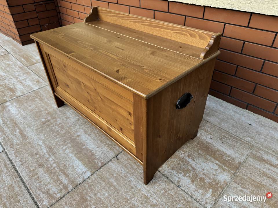 Skrzynia drewniana kufer Leksvik Ikea siedzisko