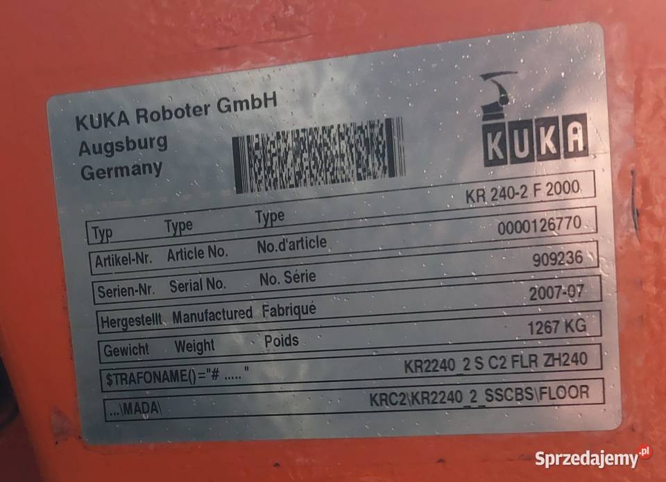 Robot przemysłowy KUKA KR240 2007R Sterowanie sprzedam