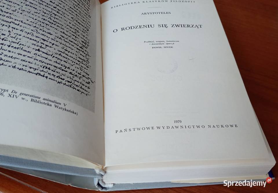 O rodzeniu się zwierząt Arystoteles Biblioteka ISBN 8301000309 Gdańsk
