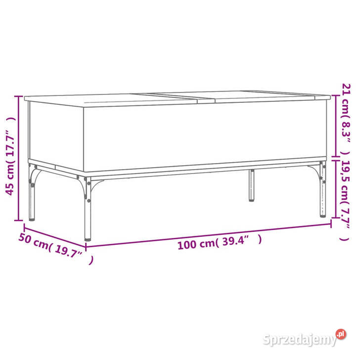 Stolik kawowy przydymiony dąb 100x50x45 WM845413